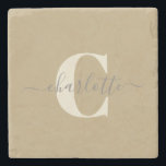 Moderner Mit Monogramm Name Gold Tan Steinuntersetzer<br><div class="desc">Custom Modern Stylish Mit Monogramm Name Golden Tan Stone Untersetzer</div>