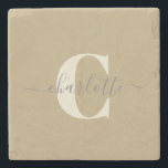 Moderner Mit Monogramm Name Gold Tan Steinuntersetzer<br><div class="desc">Custom Modern Stylish Mit Monogramm Name Golden Tan Stone Untersetzer</div>