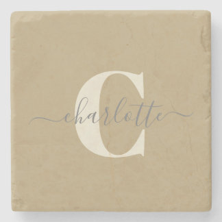 Moderner Mit Monogramm Name Gold Tan Steinuntersetzer