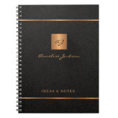 Moderner mit Monogramm Name in schwarzem Gold Notizblock (Vorderseite)