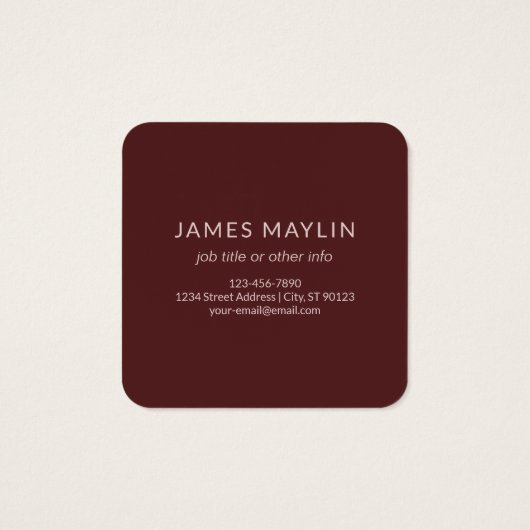 Moderner Mit Monogramm Name | Maroon Red (Rückseite)