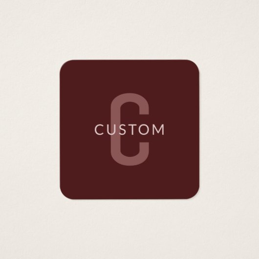 Moderner Mit Monogramm Name | Maroon Red (Vorderseite)