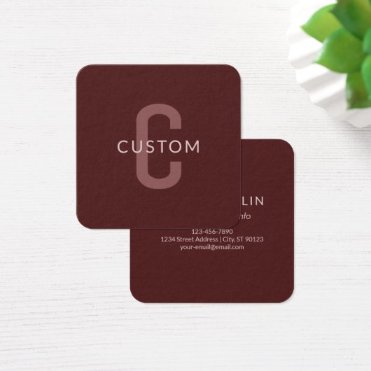 Moderner Mit Monogramm Name | Maroon Red (Schreibtisch)