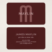 Moderner Mit Monogramm Name | Maroon Red (Vorne & Hinten)