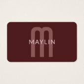 Moderner Mit Monogramm Name | Maroon Red (Vorderseite)