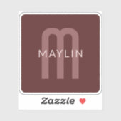 Moderner Mit Monogramm Name | Maroon Red Aufkleber (Blatt)