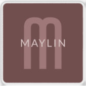 Moderner Mit Monogramm Name | Maroon Red Aufkleber (Vorderseite)