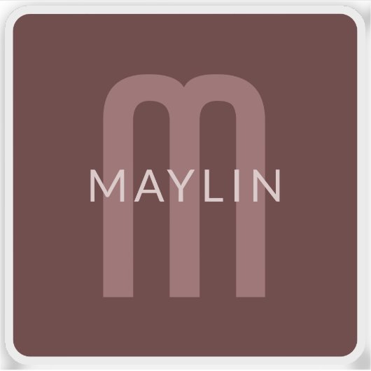 Moderner Mit Monogramm Name | Maroon Red Aufkleber (Vorderseite)