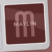 Moderner Mit Monogramm Name | Maroon Red Aufkleber