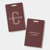 Moderner Mit Monogramm Name | Maroon Red Ausweis (Vorder- & Rückseite)