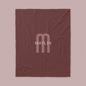 Moderner Mit Monogramm Name | Maroon Red Fleecedecke