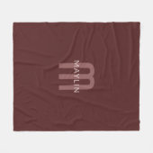 Moderner Mit Monogramm Name | Maroon Red Fleecedecke (Vorderseite (Horizontal))