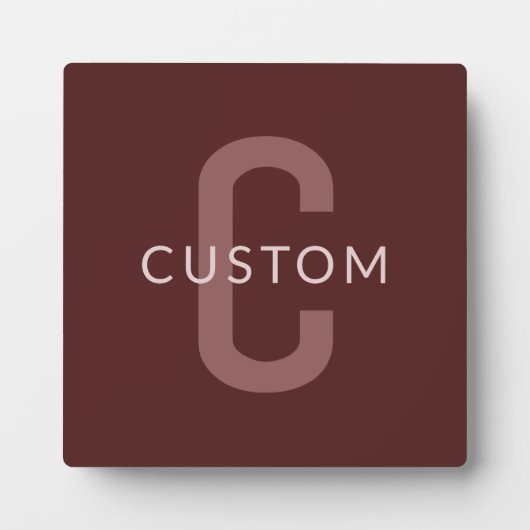 Moderner Mit Monogramm Name | Maroon Red Fotoplatte (Vorderseite)