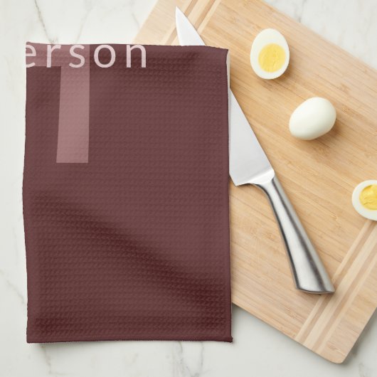 Moderner Mit Monogramm Name | Maroon Red Geschirrtuch (Viertel Falte)