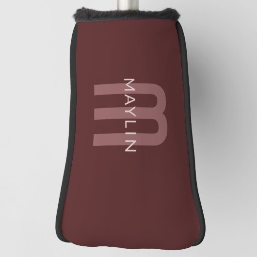 Moderner Mit Monogramm Name | Maroon Red Golf Headcover (Rotieren 90)