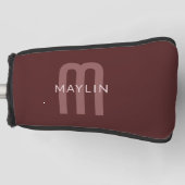 Moderner Mit Monogramm Name | Maroon Red Golf Headcover (Vorderseite)