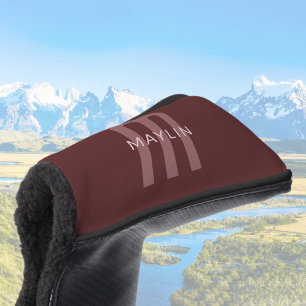 Moderner Mit Monogramm Name Maroon Red Golf Headcover
