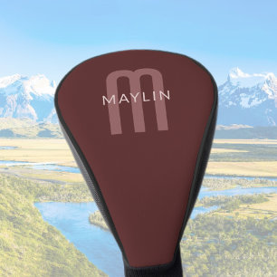 Moderner Mit Monogramm Name Maroon Red Golf Headcover