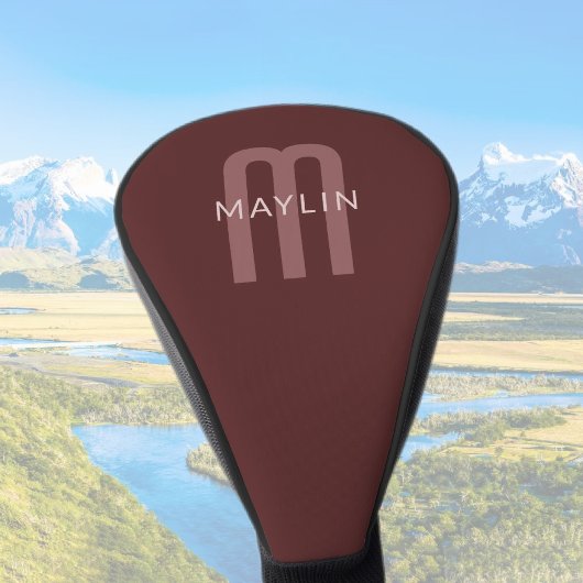 Moderner Mit Monogramm Name | Maroon Red Golf Headcover