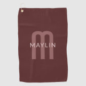 Moderner Mit Monogramm Name | Maroon Red Golfhandtuch (Vorderseite)