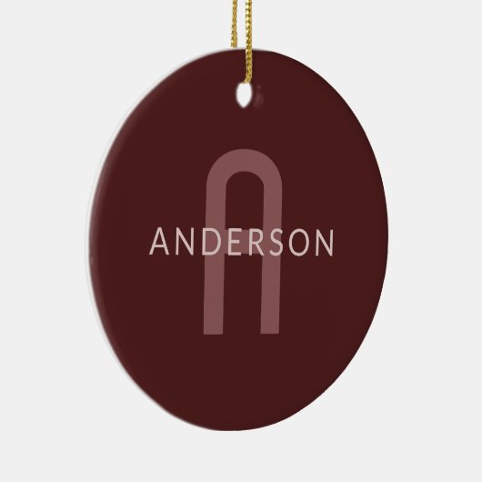 Moderner Mit Monogramm Name | Maroon Red Keramik Ornament (Rechts)