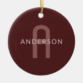 Moderner Mit Monogramm Name | Maroon Red Keramik Ornament (Vorne)