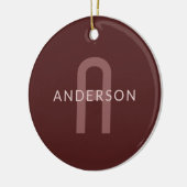 Moderner Mit Monogramm Name | Maroon Red Keramik Ornament (Links)