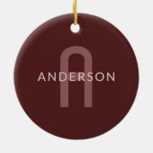 Moderner Mit Monogramm Name | Maroon Red Keramik Ornament (Hinten)