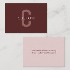 Moderner Mit Monogramm Name | Maroon Red Mitteilungskarte