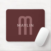 Moderner Mit Monogramm Name | Maroon Red Mousepad (Mit Mouse)