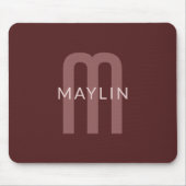 Moderner Mit Monogramm Name | Maroon Red Mousepad (Vorne)