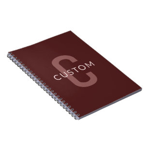 Moderner Mit Monogramm Name   Maroon Red Notizblock