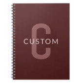 Moderner Mit Monogramm Name | Maroon Red Notizblock (Vorderseite)