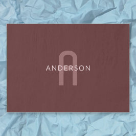 Moderner Mit Monogramm Name | Maroon Red Seidenpapier