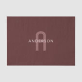 Moderner Mit Monogramm Name | Maroon Red Seidenpapier (Vorderseite)