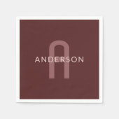 Moderner Mit Monogramm Name | Maroon Red Serviette (Vorderseite)