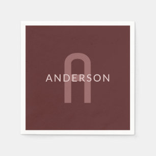 Moderner Mit Monogramm Name Maroon Red Serviette
