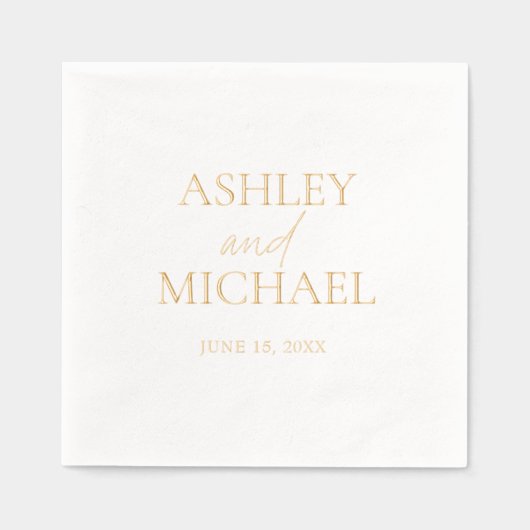 Moderner Mit Monogramm Name Minimal Script Einfach Servietten Mit Folie (Vorderseite)