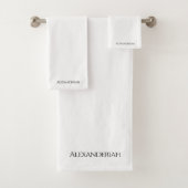 Moderner Mit Monogramm Name Schwarz/Weiß Badhandtuch Set (Insitu)