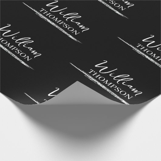 Moderner Mit Monogramm Name Schwarz/Weiß Geschenkpapier (Ecke)