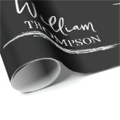 Moderner Mit Monogramm Name Schwarz/Weiß Geschenkpapier (Rolleneckpunkt)