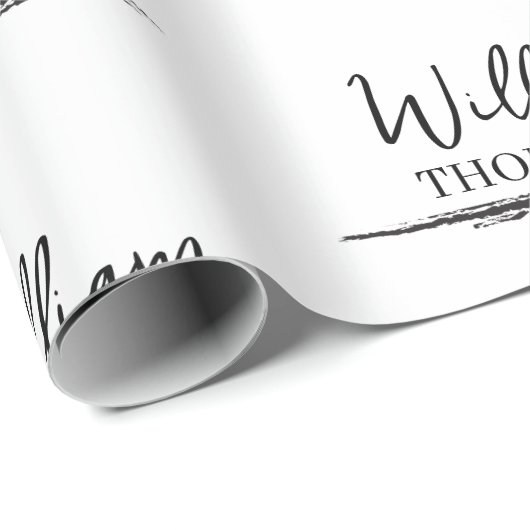 Moderner Mit Monogramm Name Schwarz/Weiß Geschenkpapier (Rolleneckpunkt)