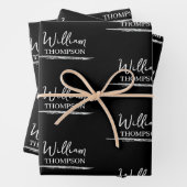 Moderner Mit Monogramm Name Schwarz/Weiß Geschenkpapier Set (Beispiel)