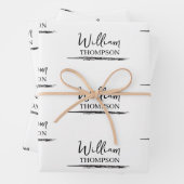 Moderner Mit Monogramm Name Schwarz/Weiß Geschenkpapier Set (Beispiel)