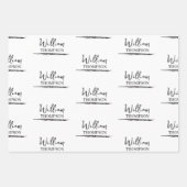 Moderner Mit Monogramm Name Schwarz/Weiß Geschenkpapier Set (Vorderseite)