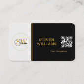 Moderner Mit Monogramm Name, Signatur/QR-Code Visitenkarte (Vorderseite)