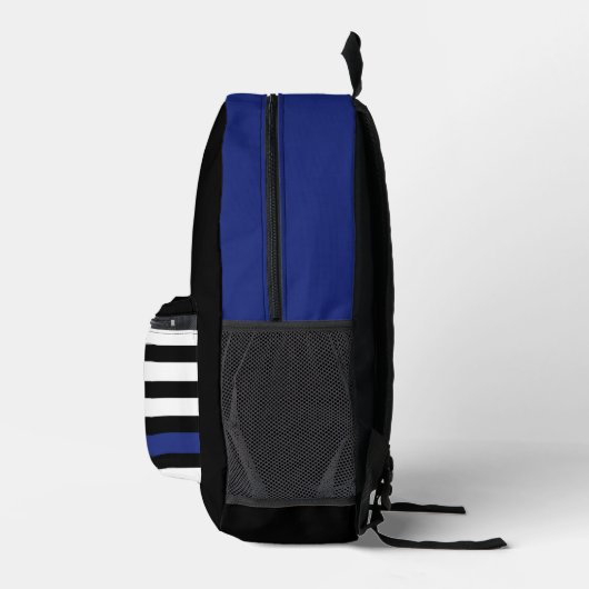 Moderner Mit Monogramm Polizeibeamter Thin Blue Li Bedruckter Rucksack (Rechts)