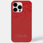 Moderner Mit Monogramm Roter Glitzer Glam Case-Mate iPhone Hülle (Rückseite)