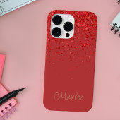 Moderner Mit Monogramm Roter Glitzer Glam Case-Mate iPhone Hülle