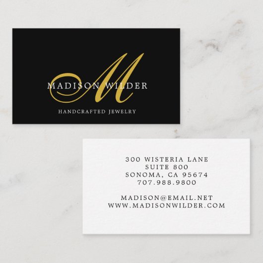 Moderner Mit Monogramm Schmuckdesigner aus Gold Bl Visitenkarte (Vorne/Hinten)